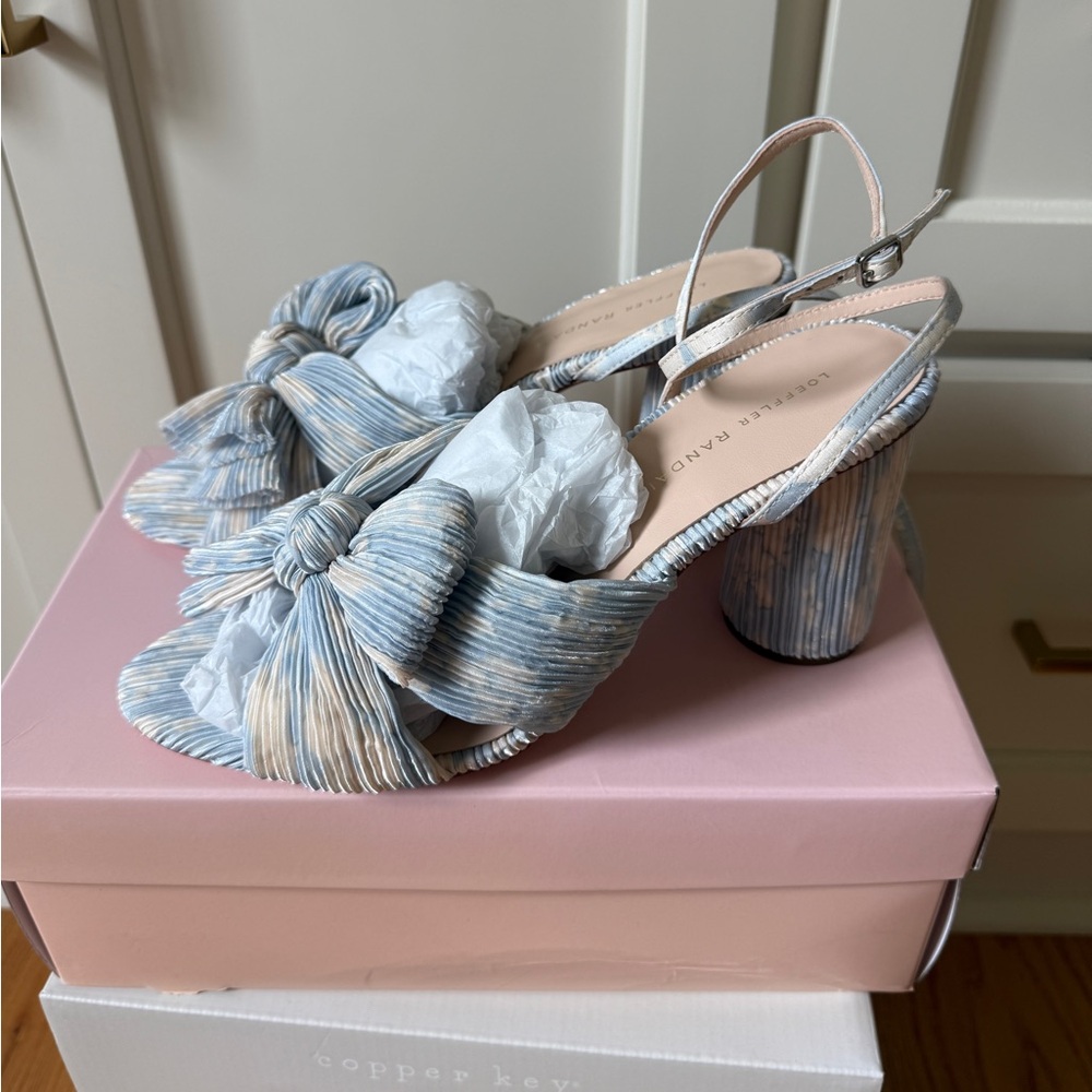 Loeffler Randall Camellia Blue Floral Bow Heels Size 9
